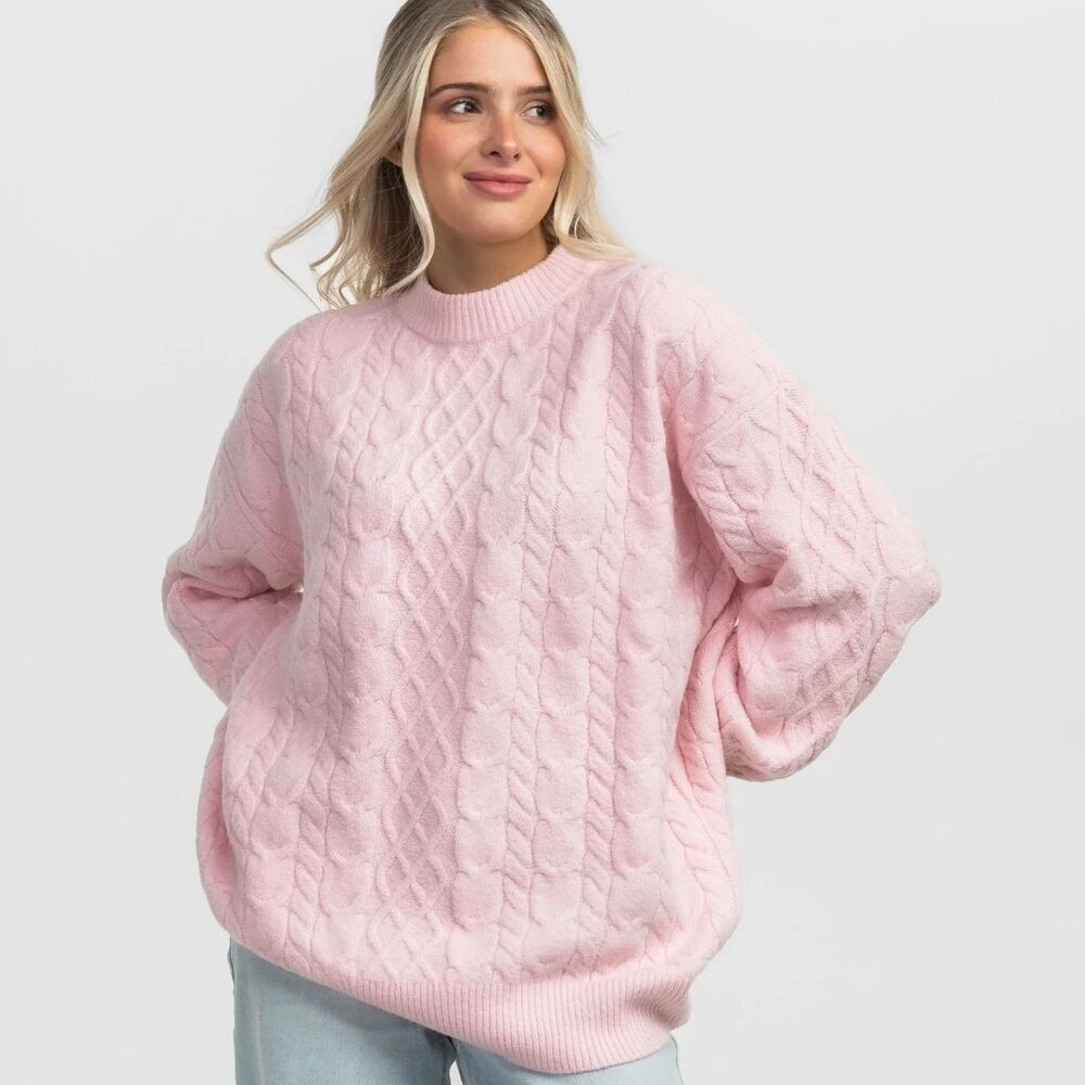 Southern Shirt Cozy Pink Cable Knit Sweater NWT